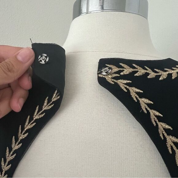 Altard State Elegant Black and Gold Embroidered Dress M - Picture 6 of 7